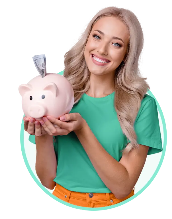 Young woman saving money